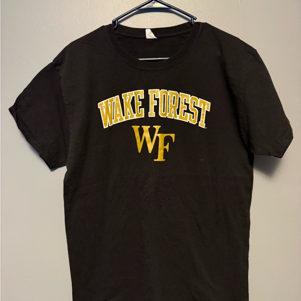 Gildan Black Tee with Gold Wake Forest Print